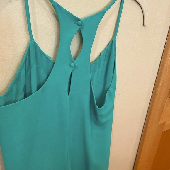 Aqua Halter Tank Top Strappy Ruffle Flutter Scoop Neck Mermaid Nautical Dressy - Picture 6 of 7